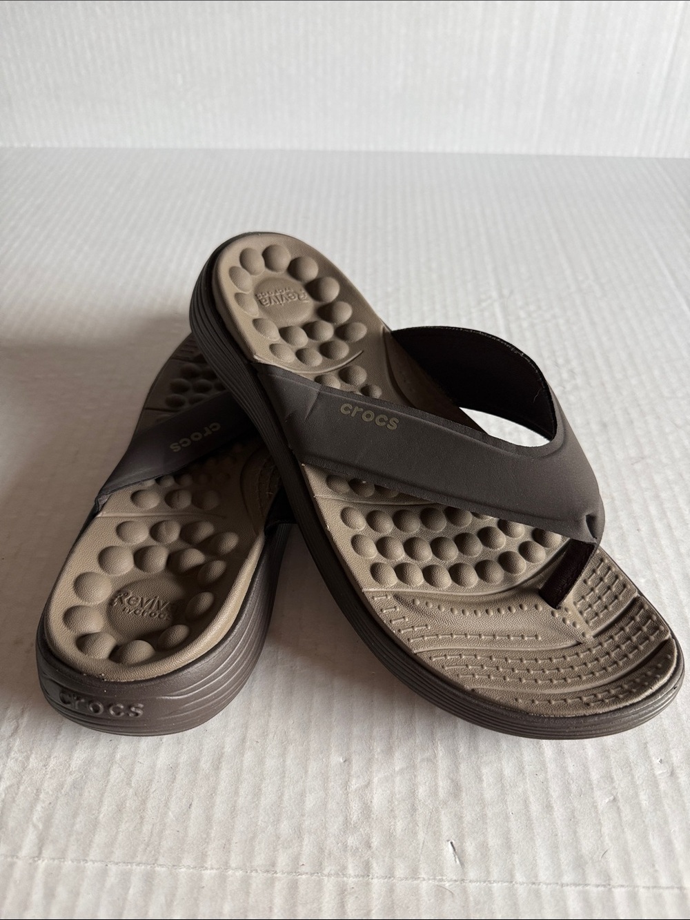Crocs Reviva Dark Brown Flip Flops